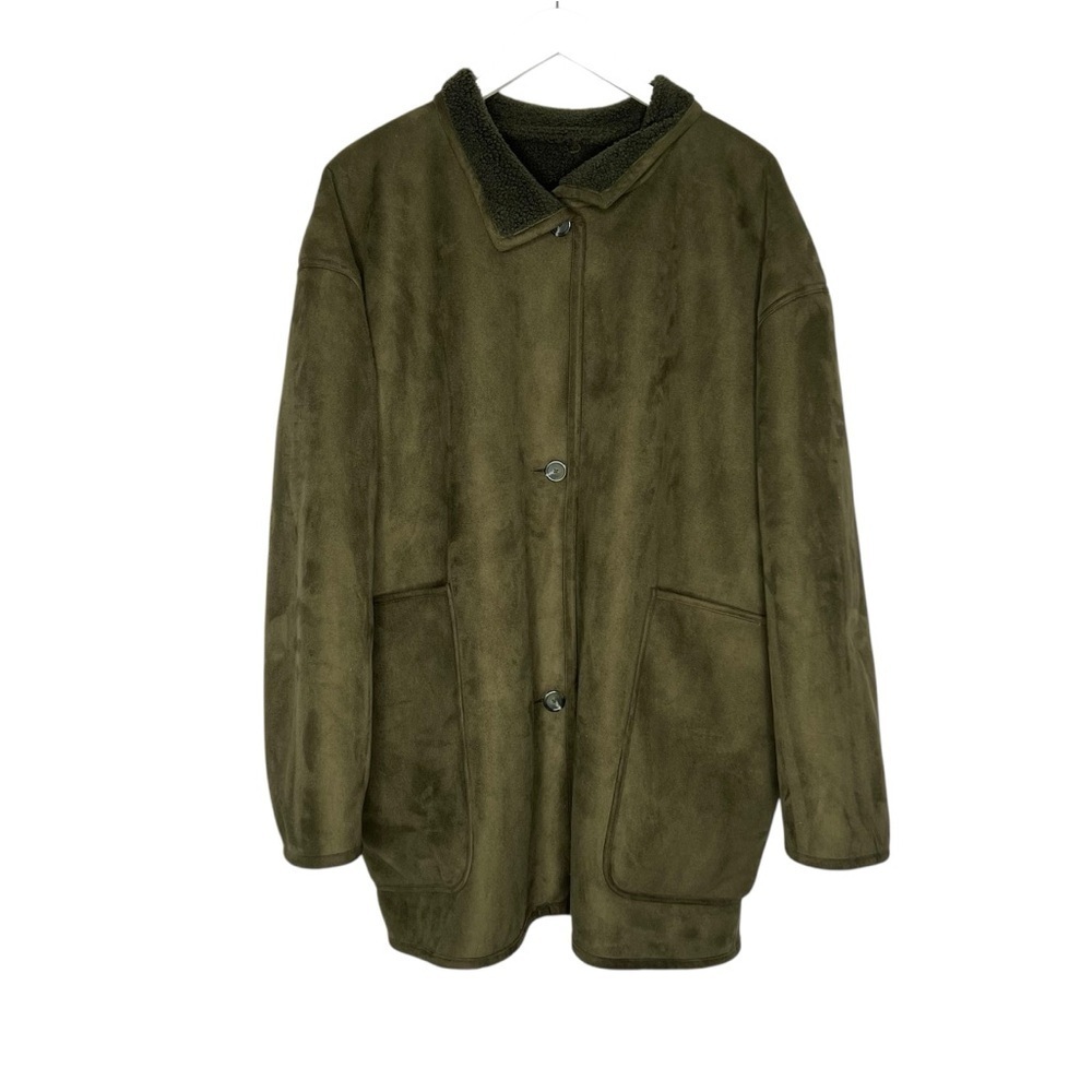 SPANX Reversible Faux Suede and Fleece Jacket Utility Green Size 2X - Picture 4 of 13